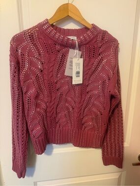 Noli Open-Knit Sweater w rhinestones. $198 retail. NWT